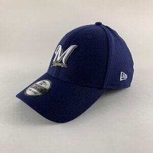 Milwaukee Brewers MLB Navy Blue New Era Stretch Fitted Hat Mens L/XL New